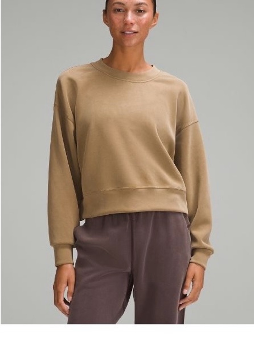 lululemon athletica Cropped Crewneck Sweater in Camel